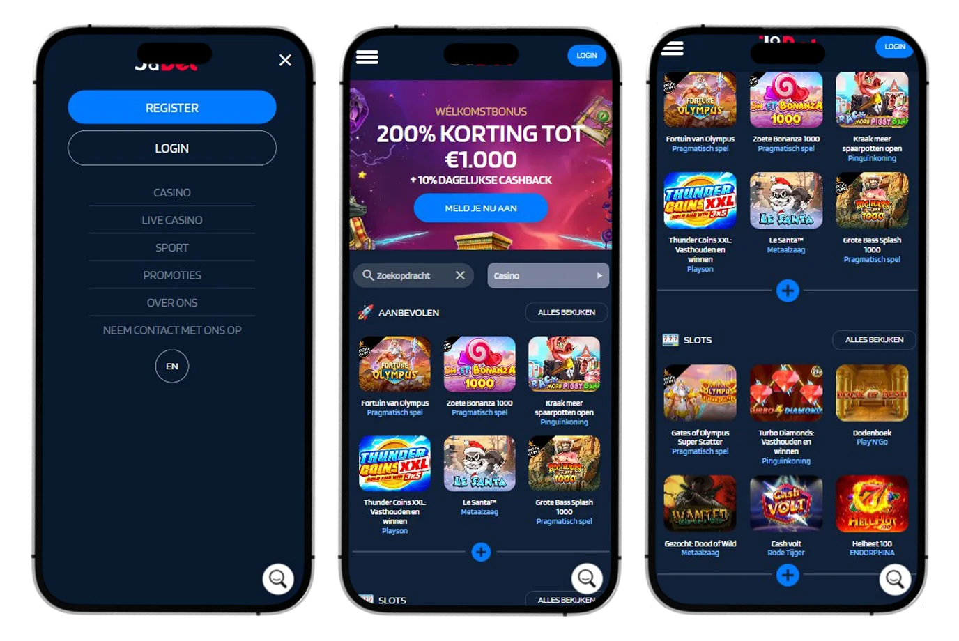 Jaabet casino Mobiele versie en app