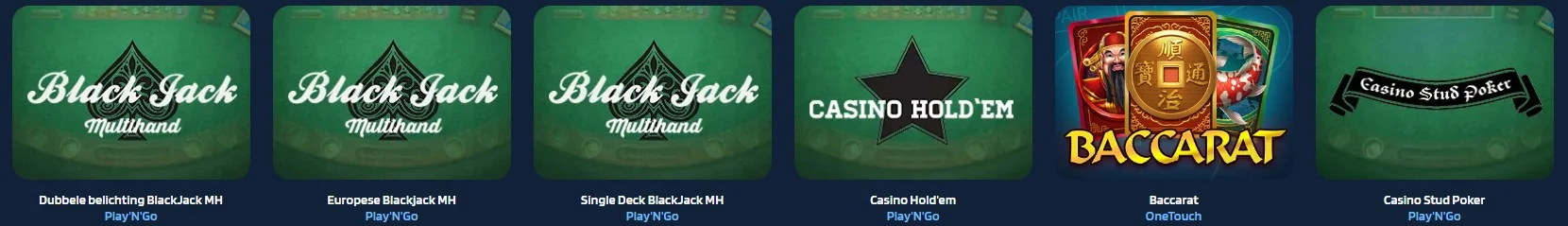 Jaabet casino Tafelspellen